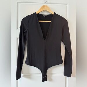 Dynamite black deep v bodysuit, size small
